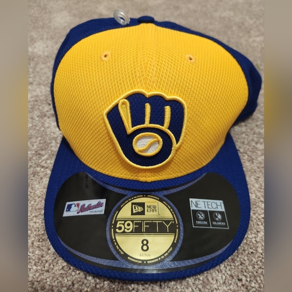 Milwaukee Brewers New Era 59Fifty MLB Genuine Low Profile Size 8 Fitted Hat Cap - Picture 1 of 3
